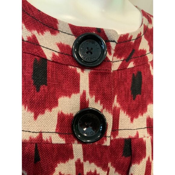 Michael Kors Red & White Patterned Button-Up Coat Size Small - Picture 3 of 9